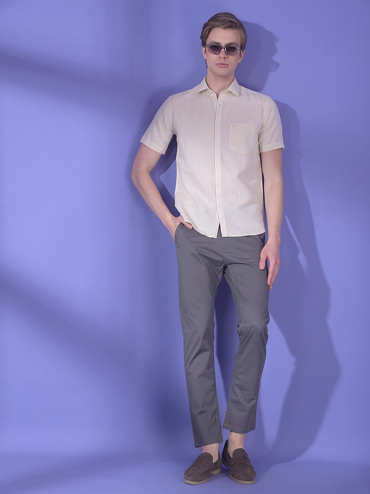 Ecru Glow Beige Linen Shirt