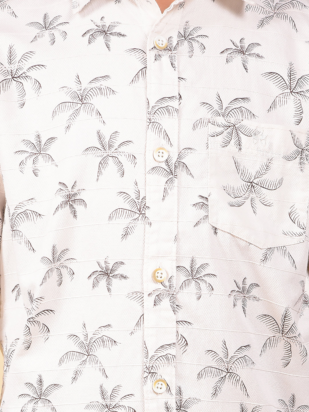 White Floral Print 100% Cotton Shirt