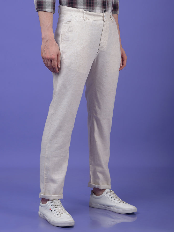 Off White Textured Trousers