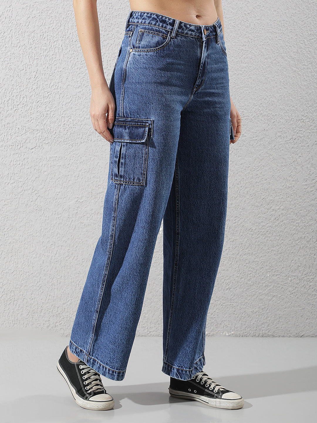 Blue 100% Cotton Cargo Jeans
