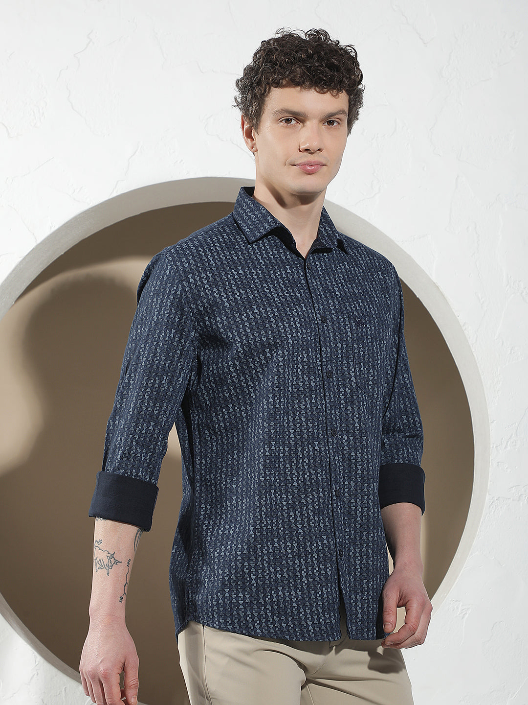 Navy Blue Printed Shirt