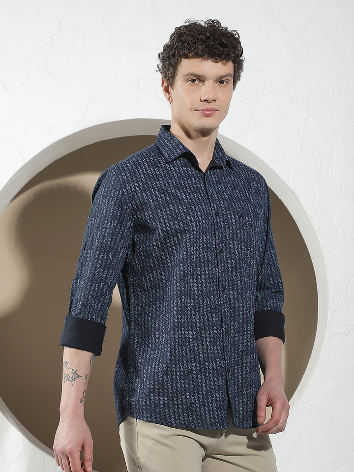 Navy Blue Printed Shirt