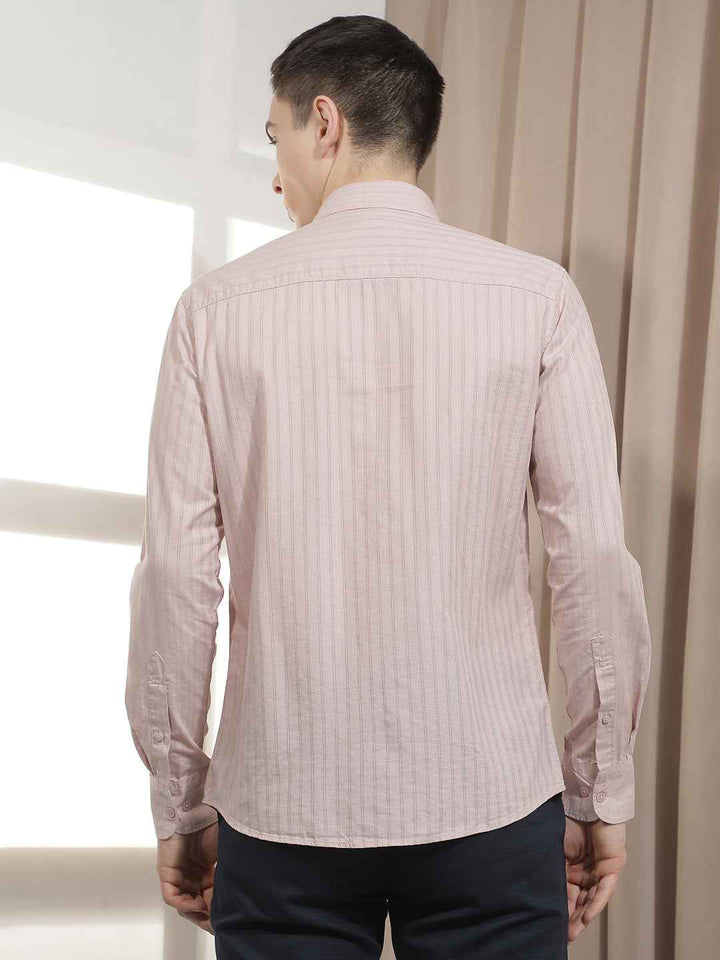 Pink Vertical Stripes Shirt