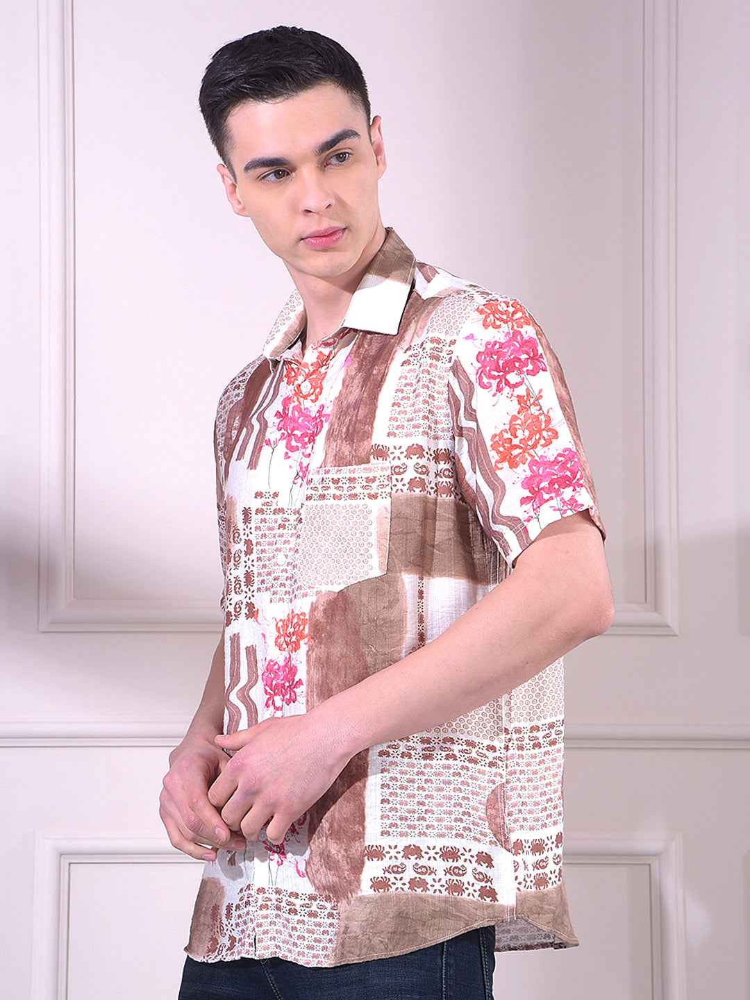 Brown Floral Print Shirt