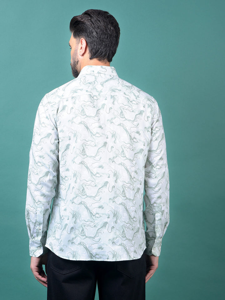 Green Abstract Print Shirt-Men Shirts-Crimsoune Club