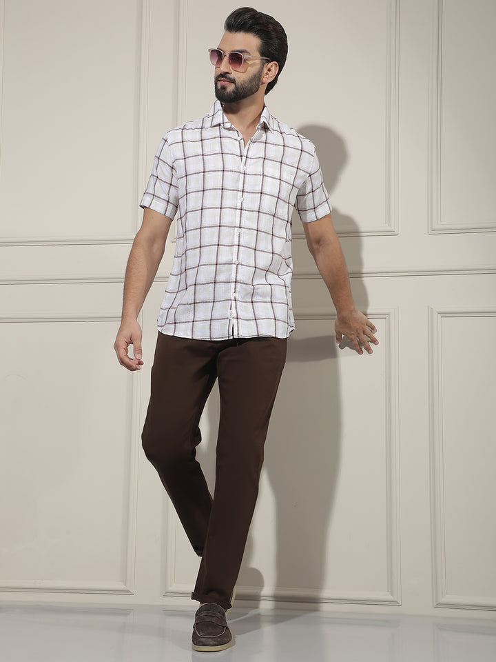 Purple Checked Linen Shirt