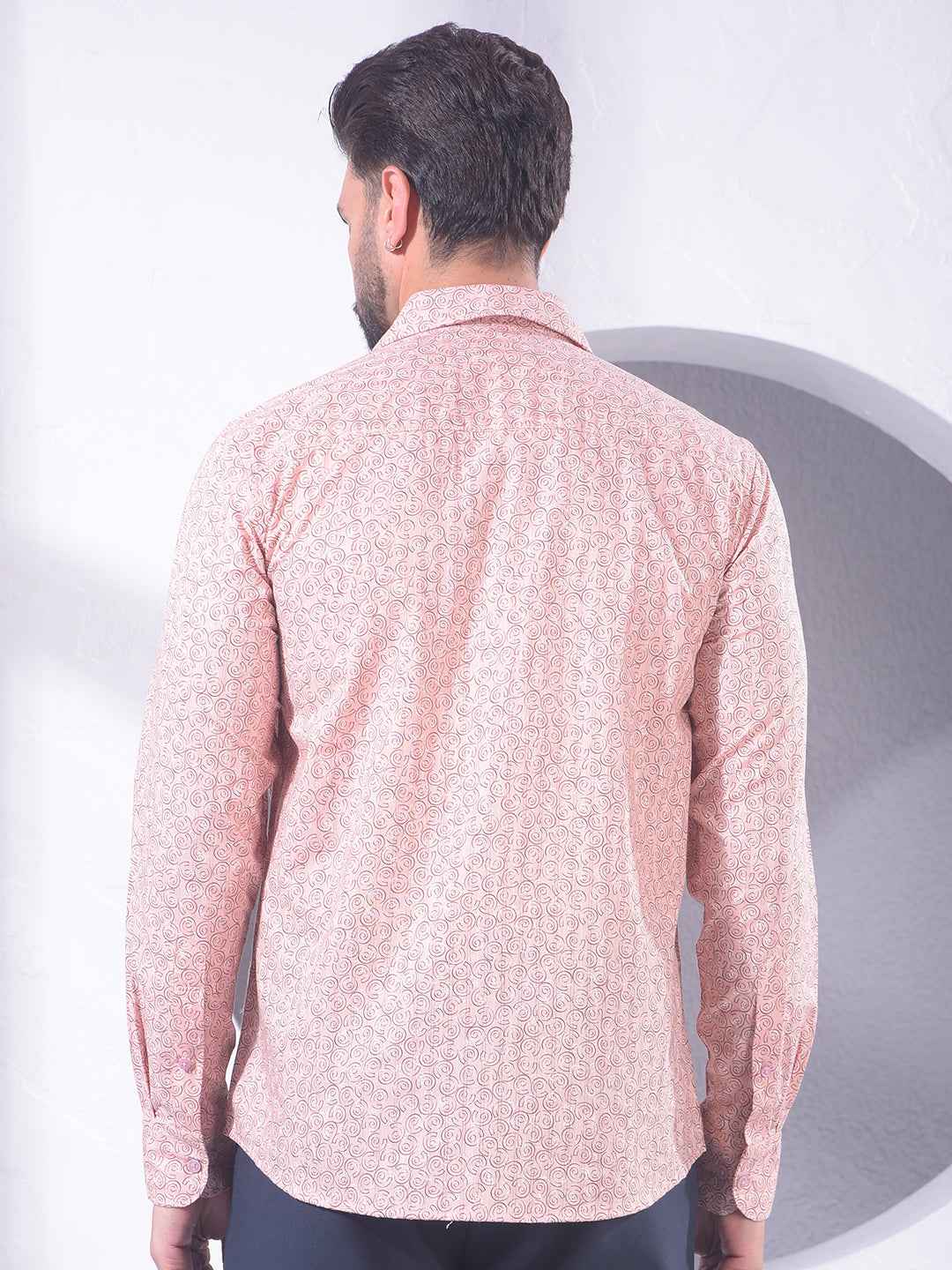 Peach Geometric Print Shirt