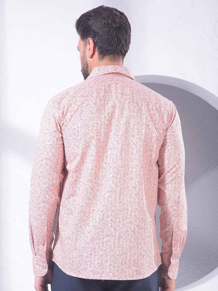 Peach Geometric Print Shirt