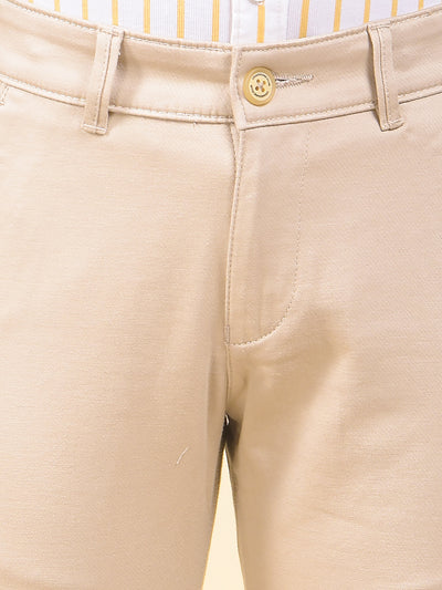 Beige Printed Trousers