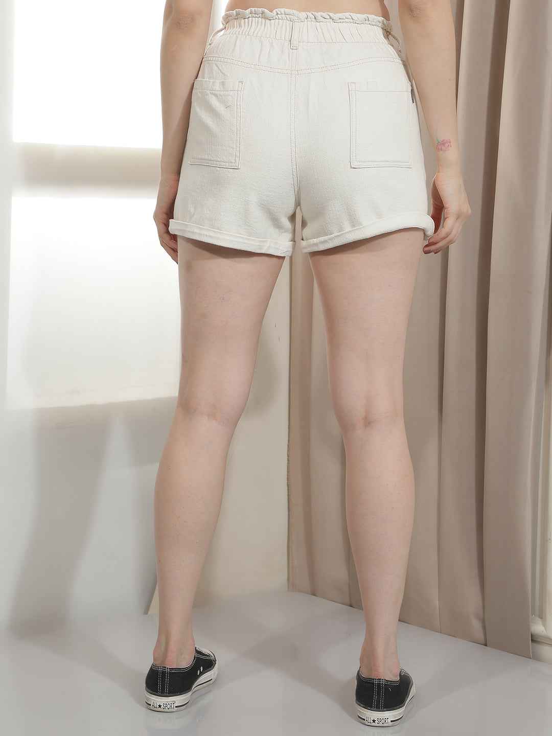Beige 100% Cotton Hot Pants