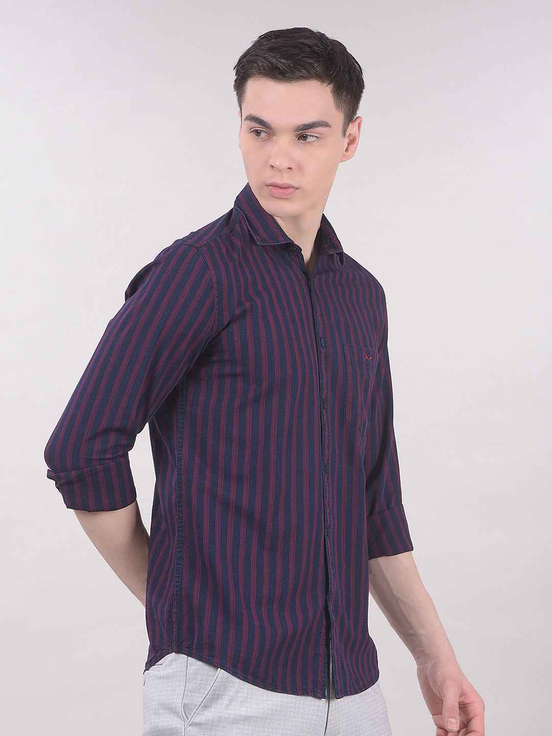 Red Vertical Stripes 100% Cotton Shirt