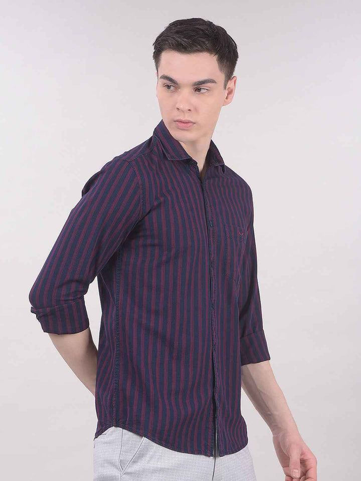 Red Vertical Stripes 100% Cotton Shirt