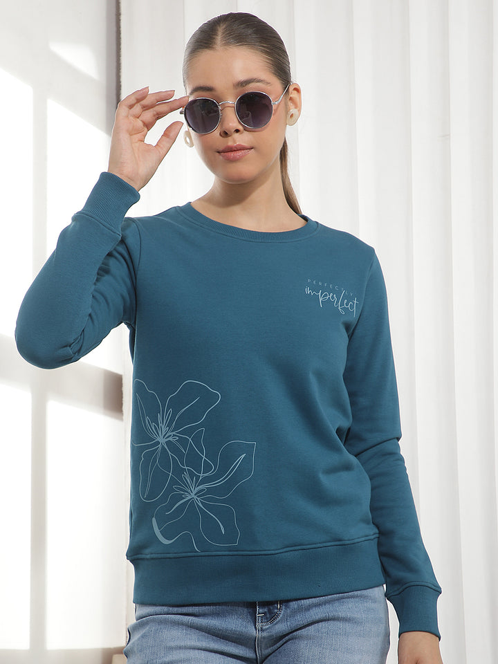 Blue Graphic Print Sweatshirt