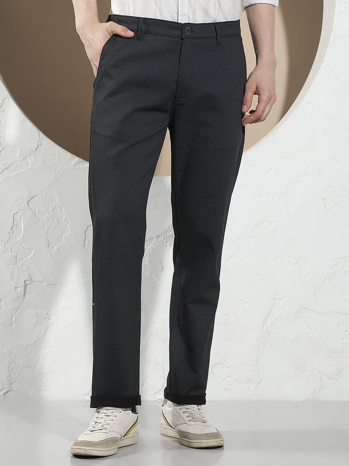 Black Printed Straight Trousers
