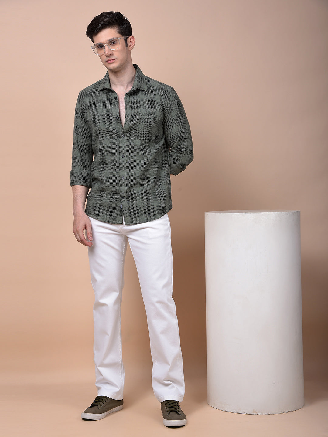 Green Checked 100% Cotton Shirt