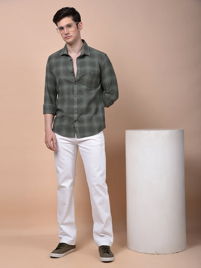 Green Checked 100% Cotton Shirt