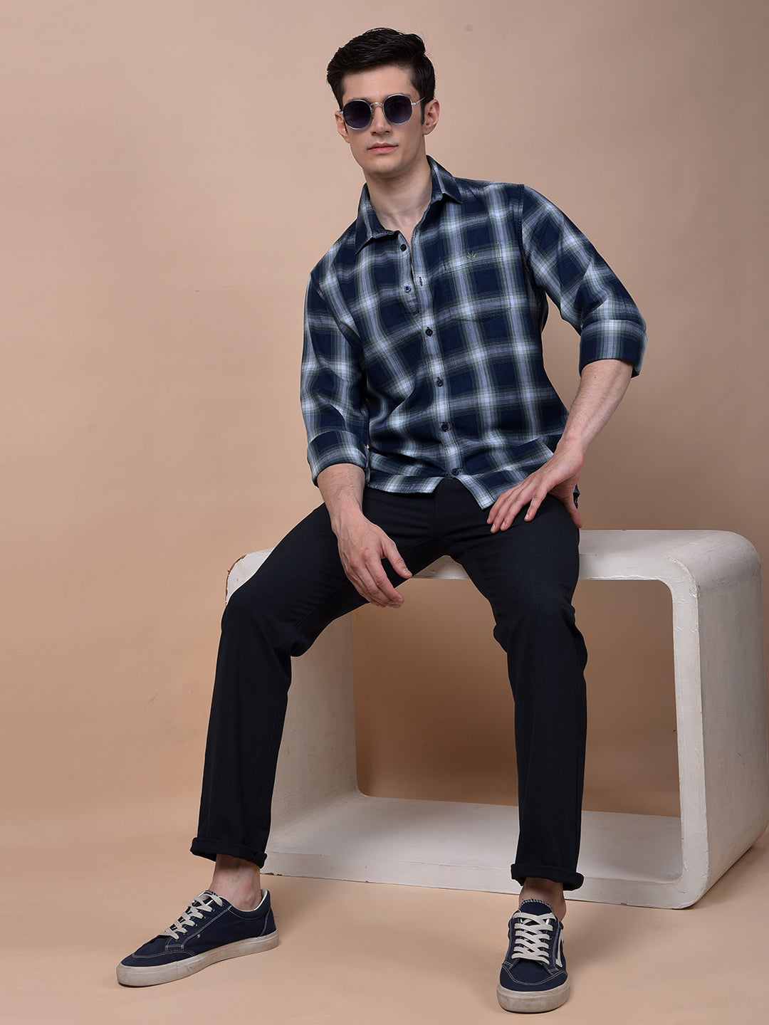 Sleek Silhouette Navy Blue Trousers