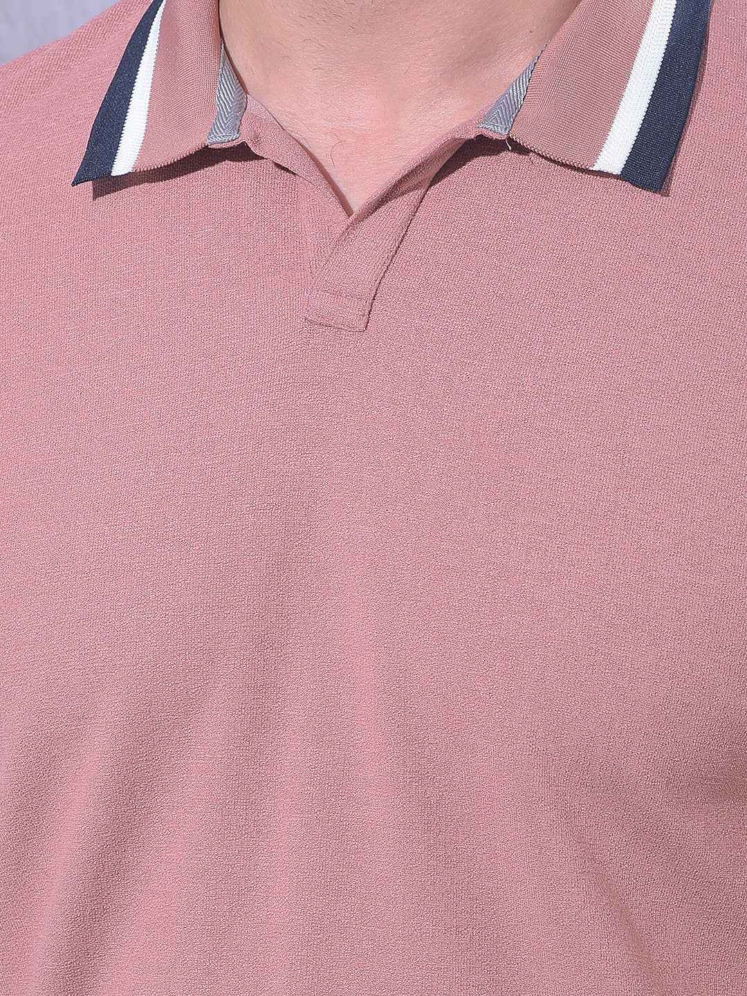 Pink Polo Neck T-Shirt