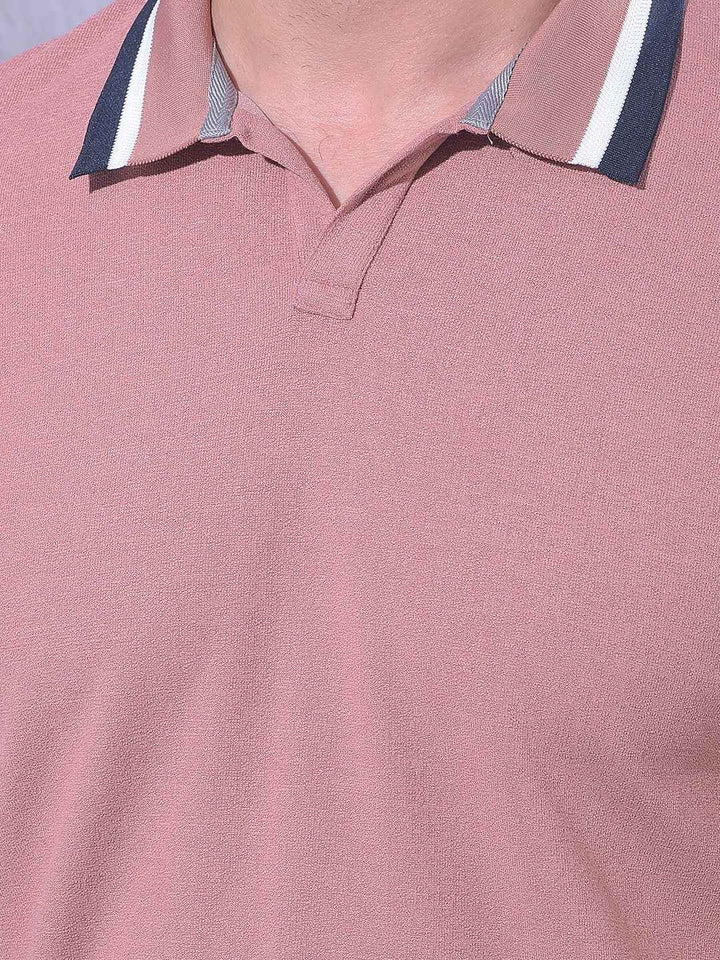 Pink Polo Neck T-Shirt