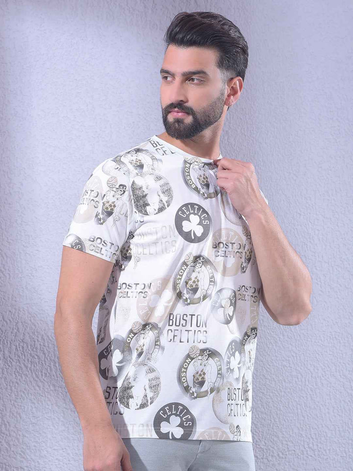 Beige Printed T-Shirt