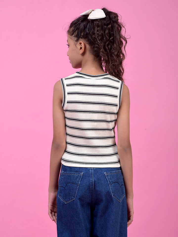 Black Horizontal Stripes Sleeveless T-Shirt