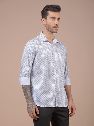 White Printed 100% Cotton Shirt