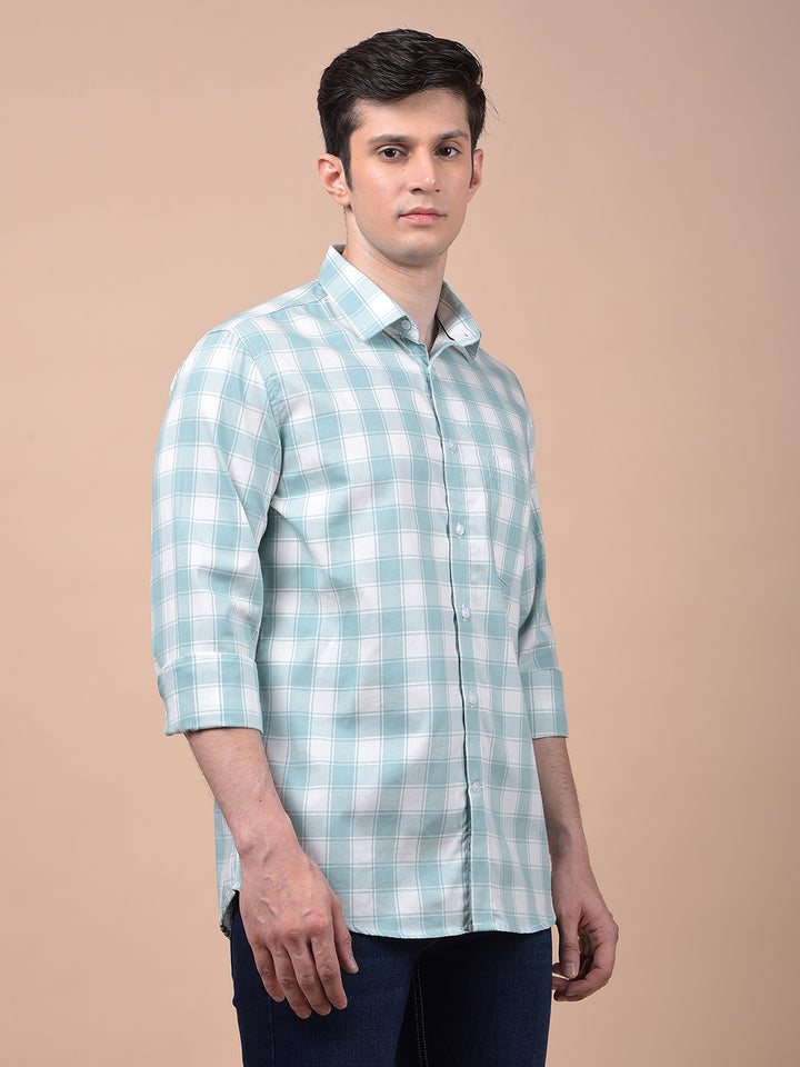 Green Checked 100% Cotton Shirt