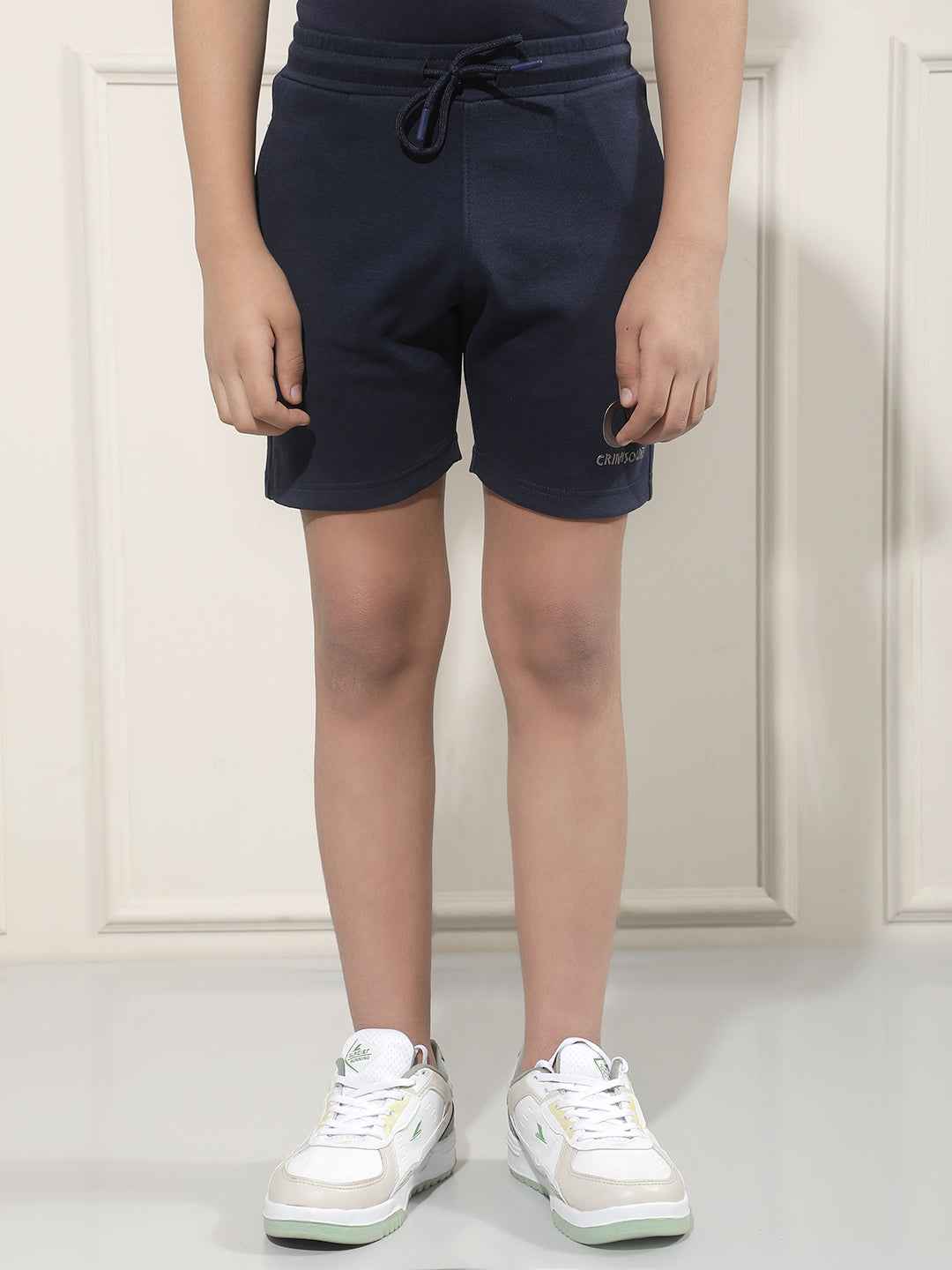 Navy Blue Typographic Print Shorts