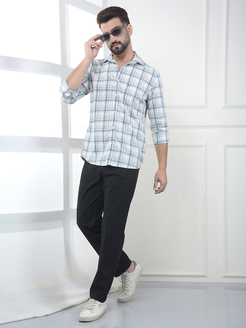 Warm Grey Checked Shirt