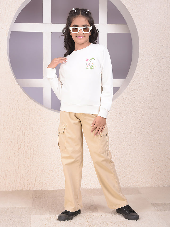 White Graphic Print Sweatshirt