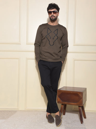 Olive Graphic Print Sweatshirt