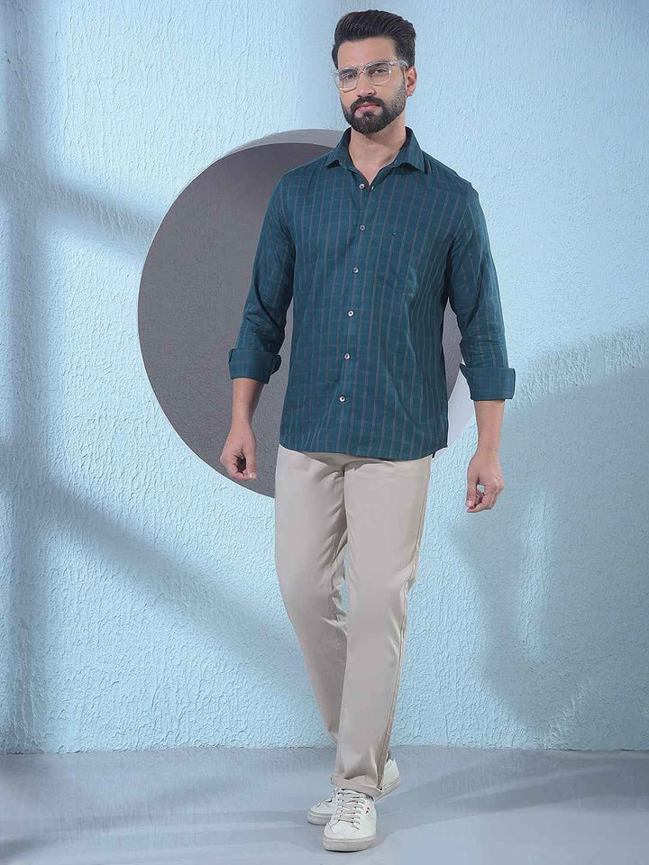 Green Checked 100% Cotton Shirt