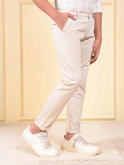 Beige Printed Trousers