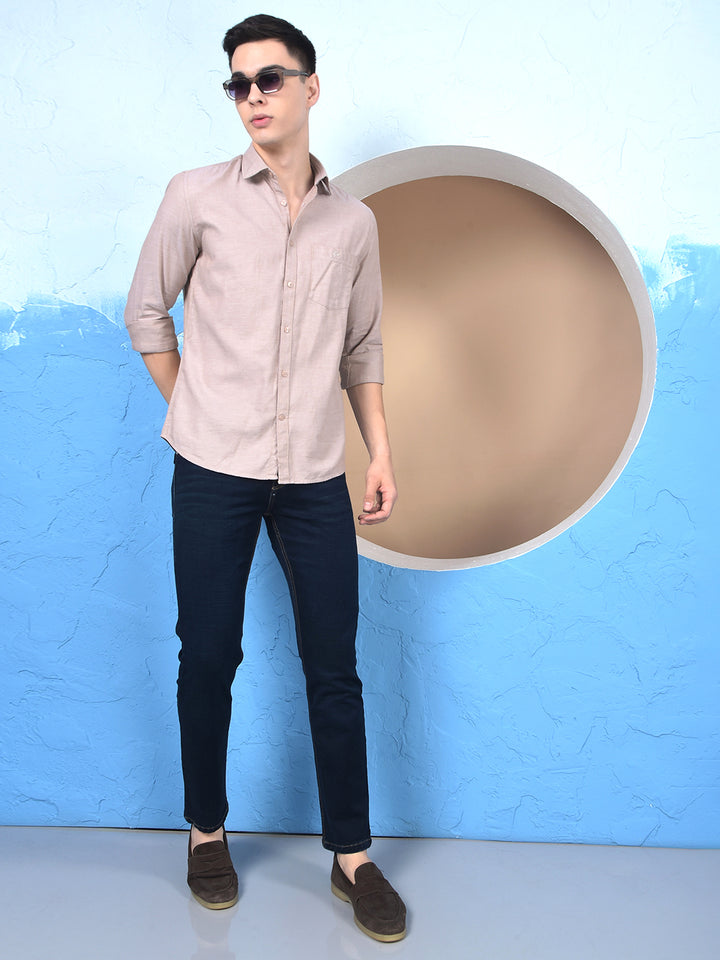 Beige 100% Cotton Shirt