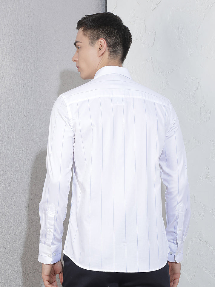 White Vertical Stripes 100% Cotton Shirt