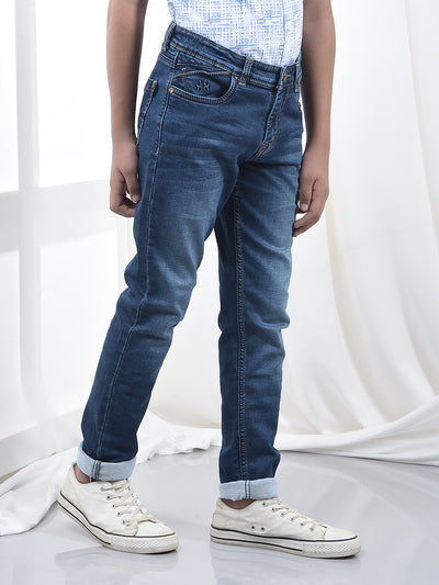 Trendy Dark Wash Blue Jeans