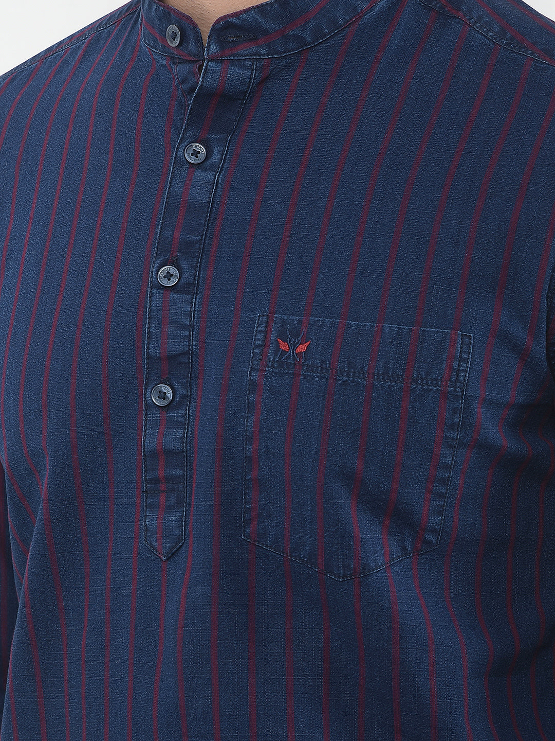 Blue Verticle Striped 100% Cotton Kurta