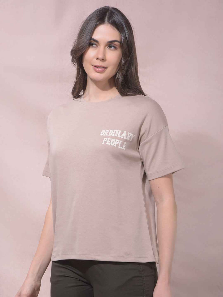 Beige Graphic Print T-Shirt