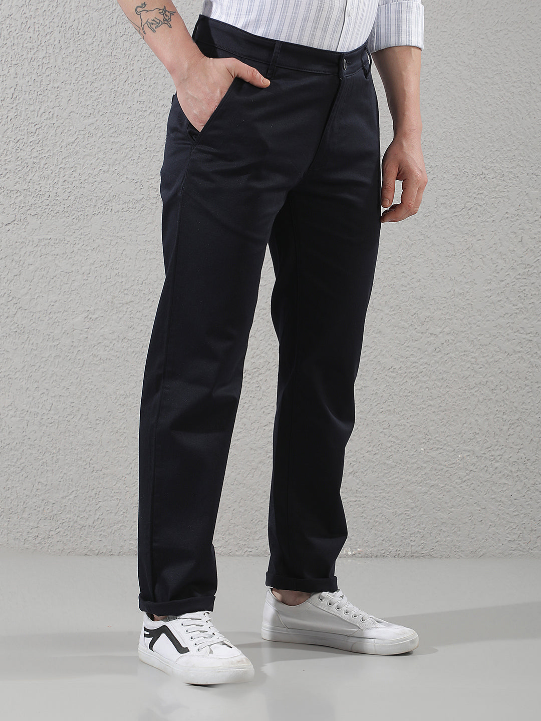 Navy Blue Straight Trousers