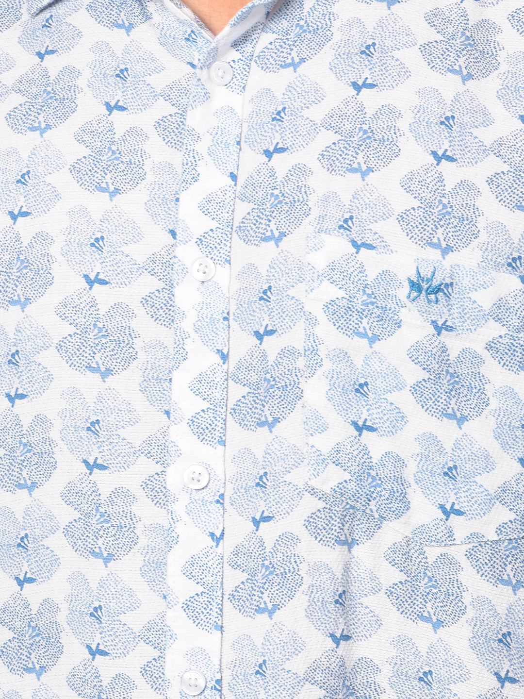 Blue Floral Print Shirt-Men Shirts-Crimsoune Club