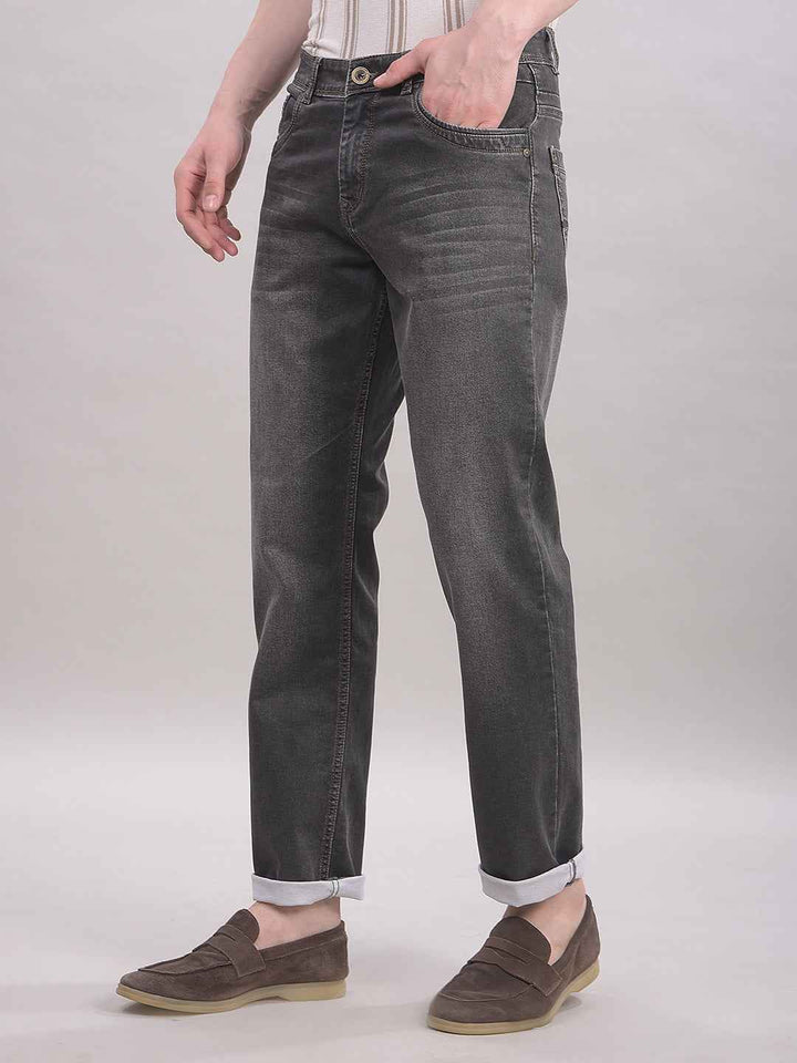RiseMocha Brown Straight Jeans