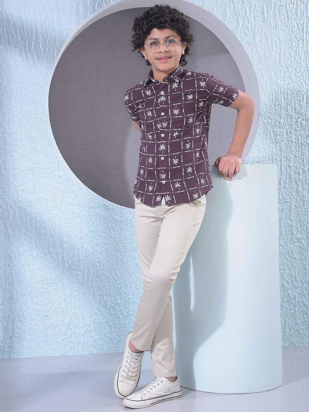 Wine Botanical Print 100% Cotton Shirt