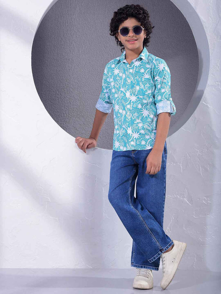 Green Floral Print Shirt