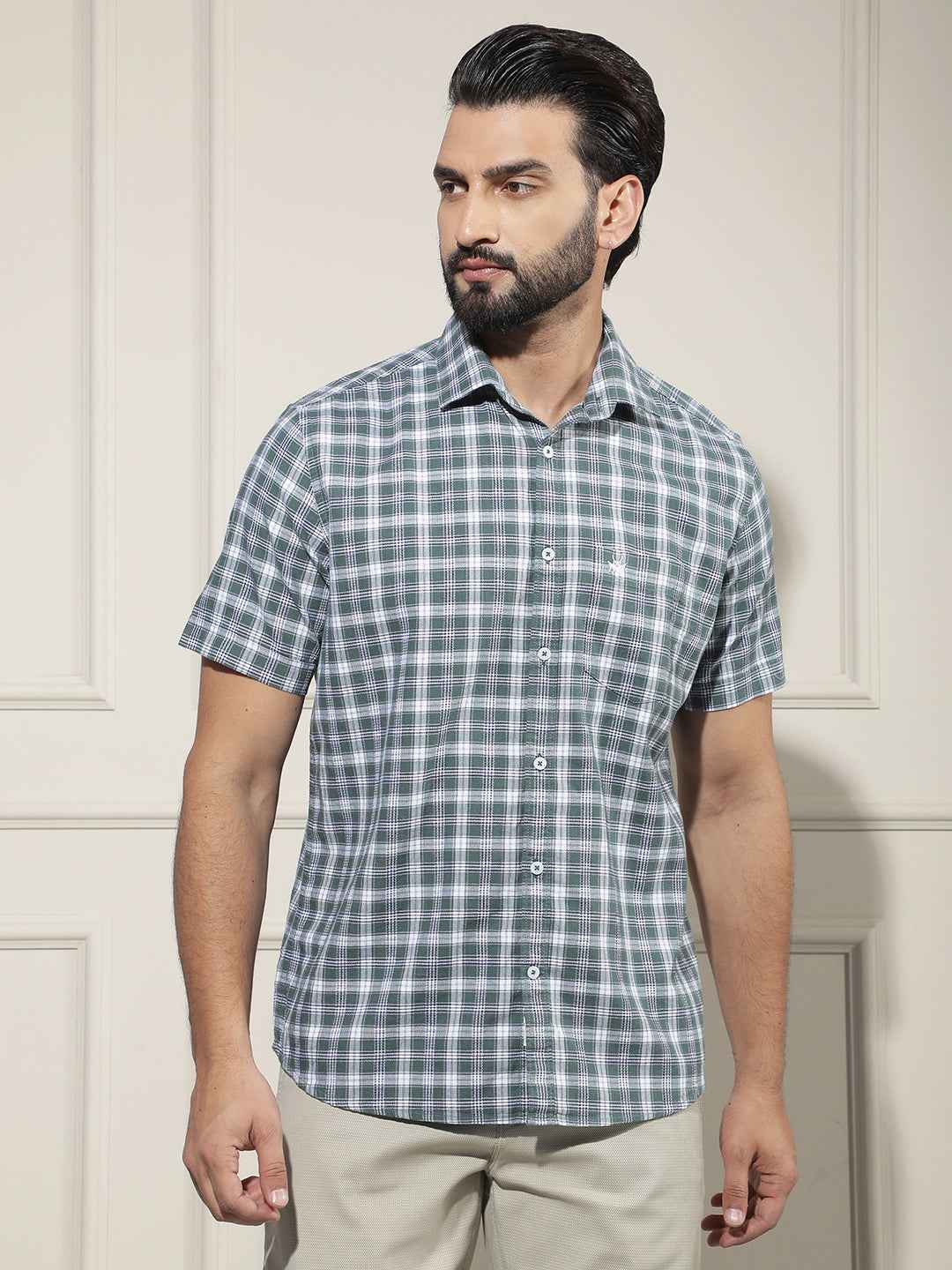 Green Checked 100% Cotton Shirt