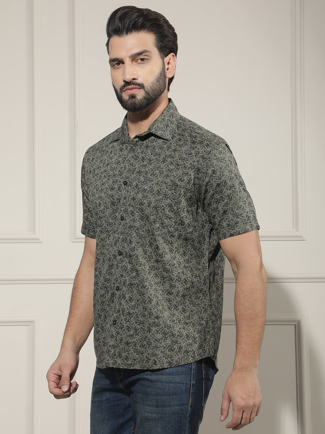 Green Floral Print Shirt