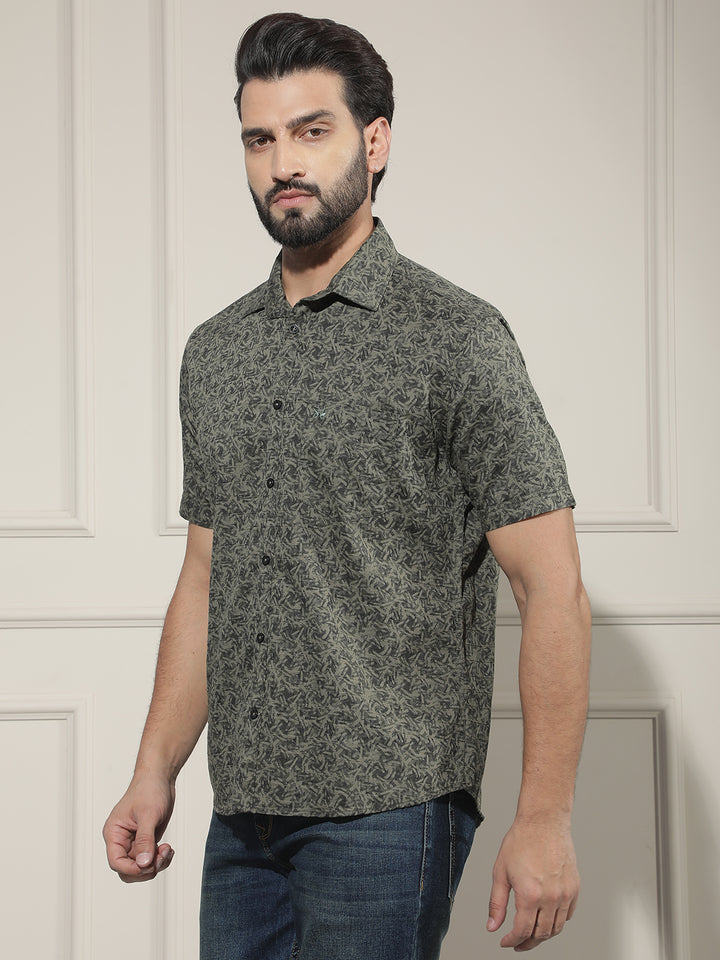 Green Floral Print Shirt