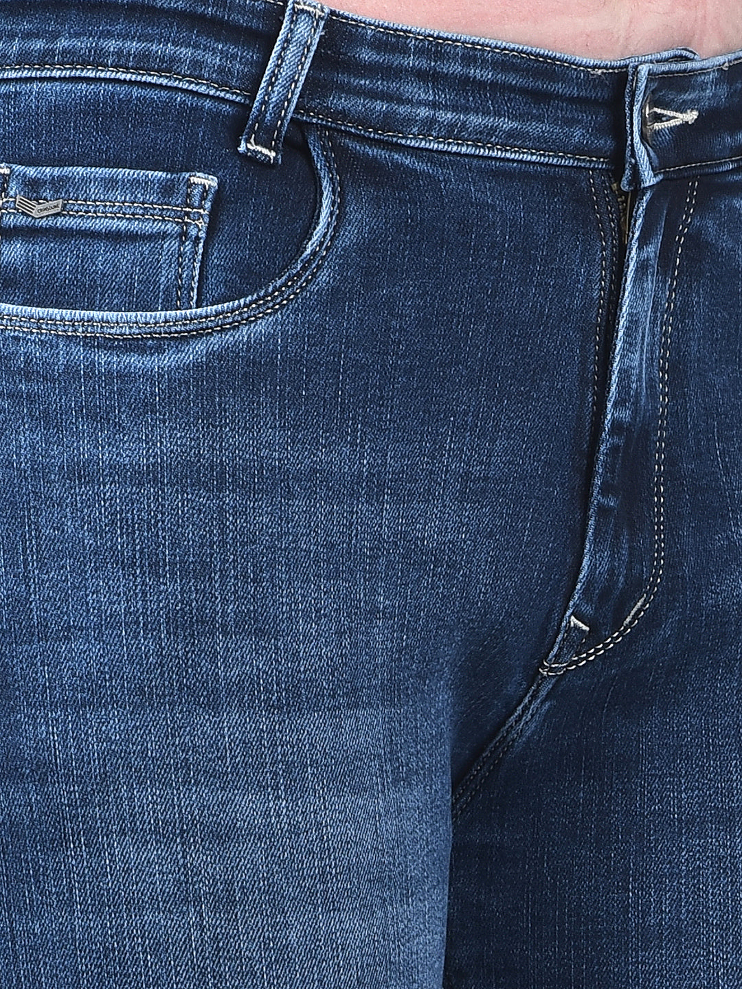 Blue Straight Cotton Jeans-Women Jeans-Crimsoune Club