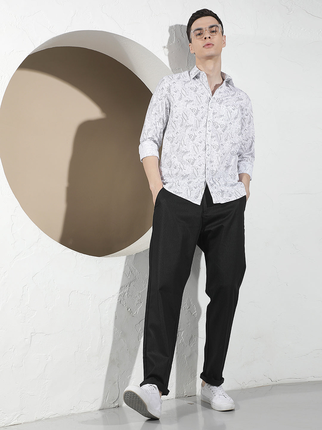 Grey Botanical Print Shirt