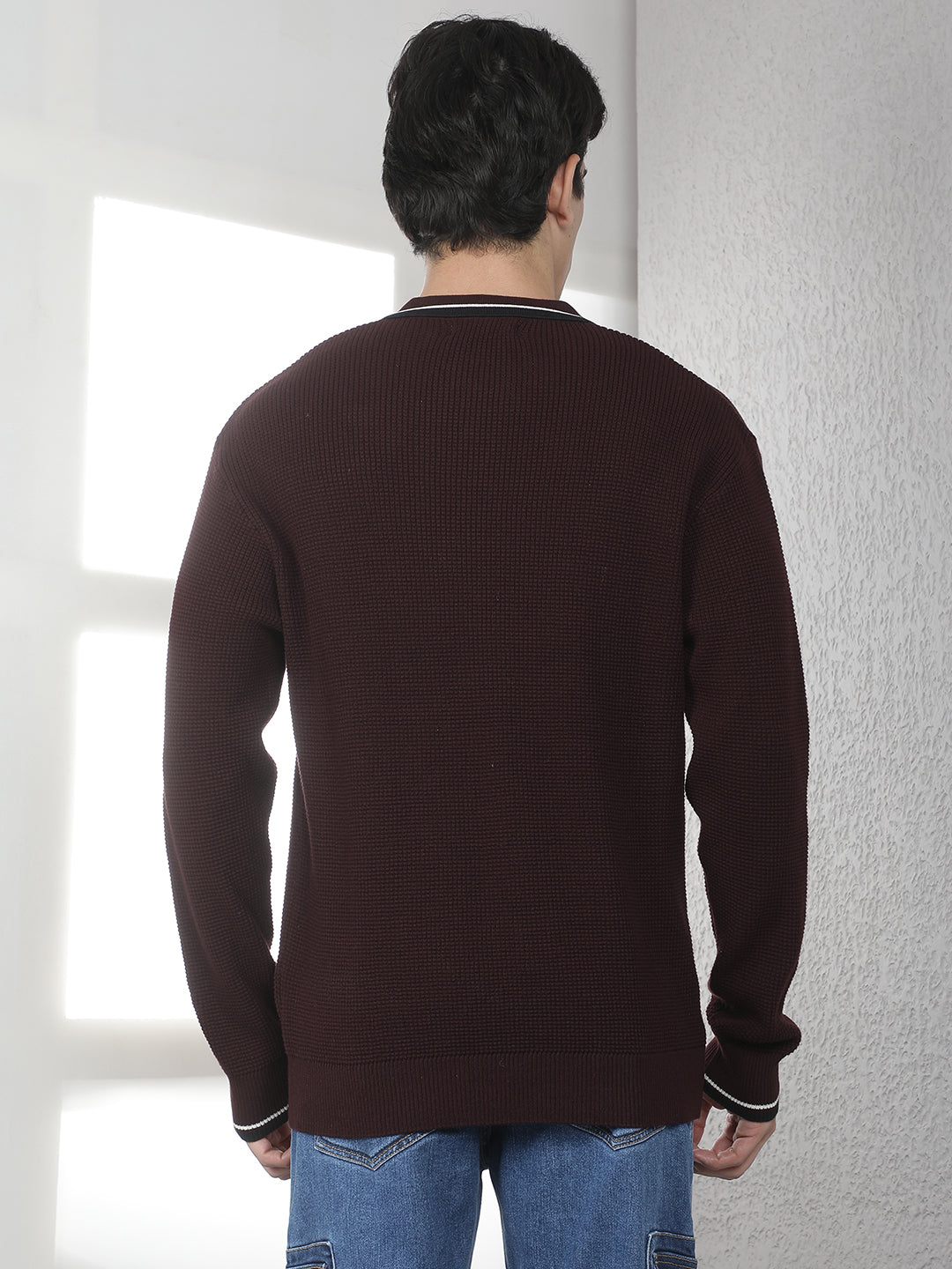 Wine 100% Cotton Polo Sweater