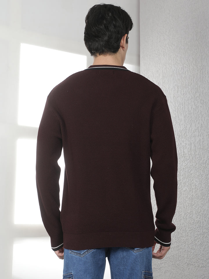 Wine 100% Cotton Polo Sweater